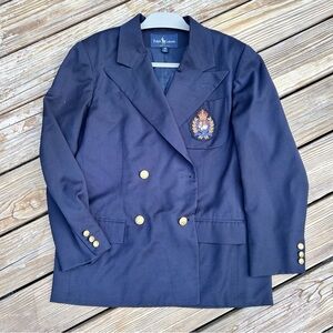 Ralph Lauren Vintage Navy Blazer Embellished crest Gold Buttons